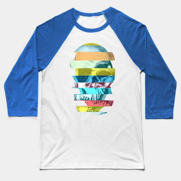 Glitch Skull Color Baseball T-Shirt by aligulec